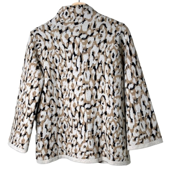 CHIARAMENTE Wool Blend One Button Animal Print Cardigan / Jacket MADE IN ITALY M - Picture 4 of 10